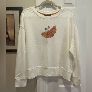 Jane and Delancey Cream Sweatshirt/ Sweater with Embroidered Croissant Design 🥐
